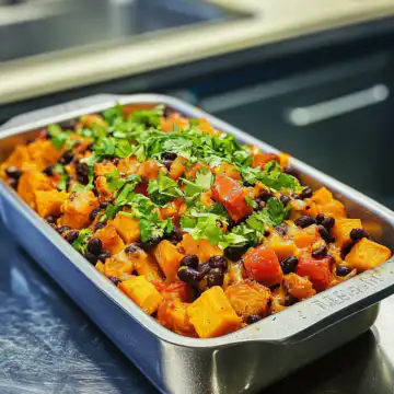 Sweet Potato & Black Bean Casserole taken with iphone 15 pro max --iw 2 --ar 4:5 --v 6.1 --raw
