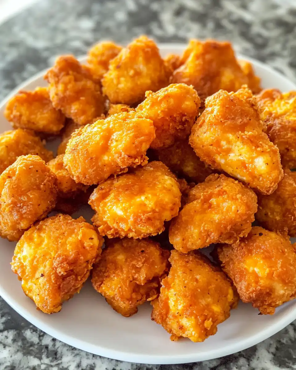 Golden sweet potato chicken poppers served on plate ready to enjoy