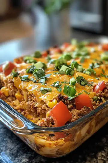 Taco Casserole taken with iphone 15 pro max --iw 2 --ar 4:5 --v 6.1 --raw