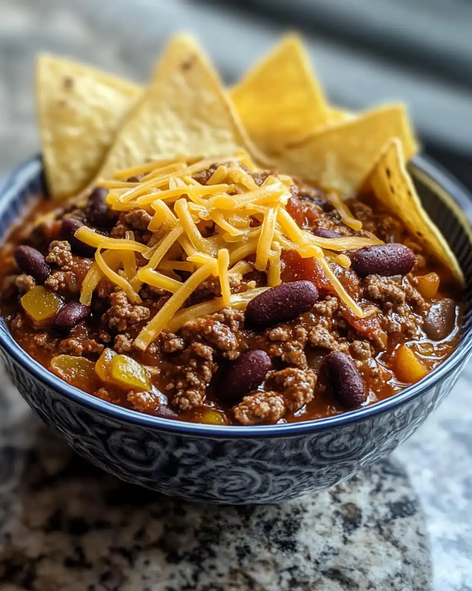 Thick and hearty taco chili served fresh with toppings