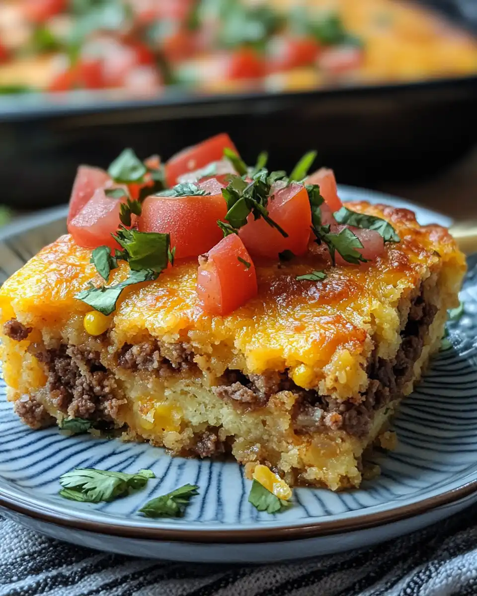Ingredients for Cornbread Taco Bake including ground beef, taco seasoning, corn muffin mix, and cheese