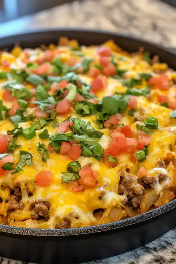 Taco Hash Brown Casserole taken with iphone 15 pro max --iw 2 --ar 4:5 --v 6.1 --raw