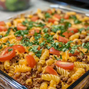 Taco Pasta Casserole taken with iphone 15 pro max --iw 2 --ar 4:5 --v 6.1 --raw