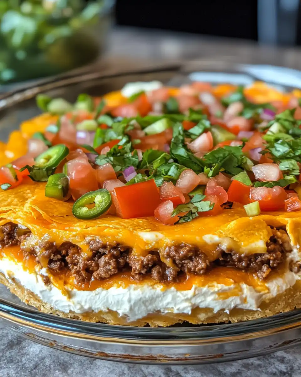 Pressure cooker with taco pie cooking, steam rising from valve