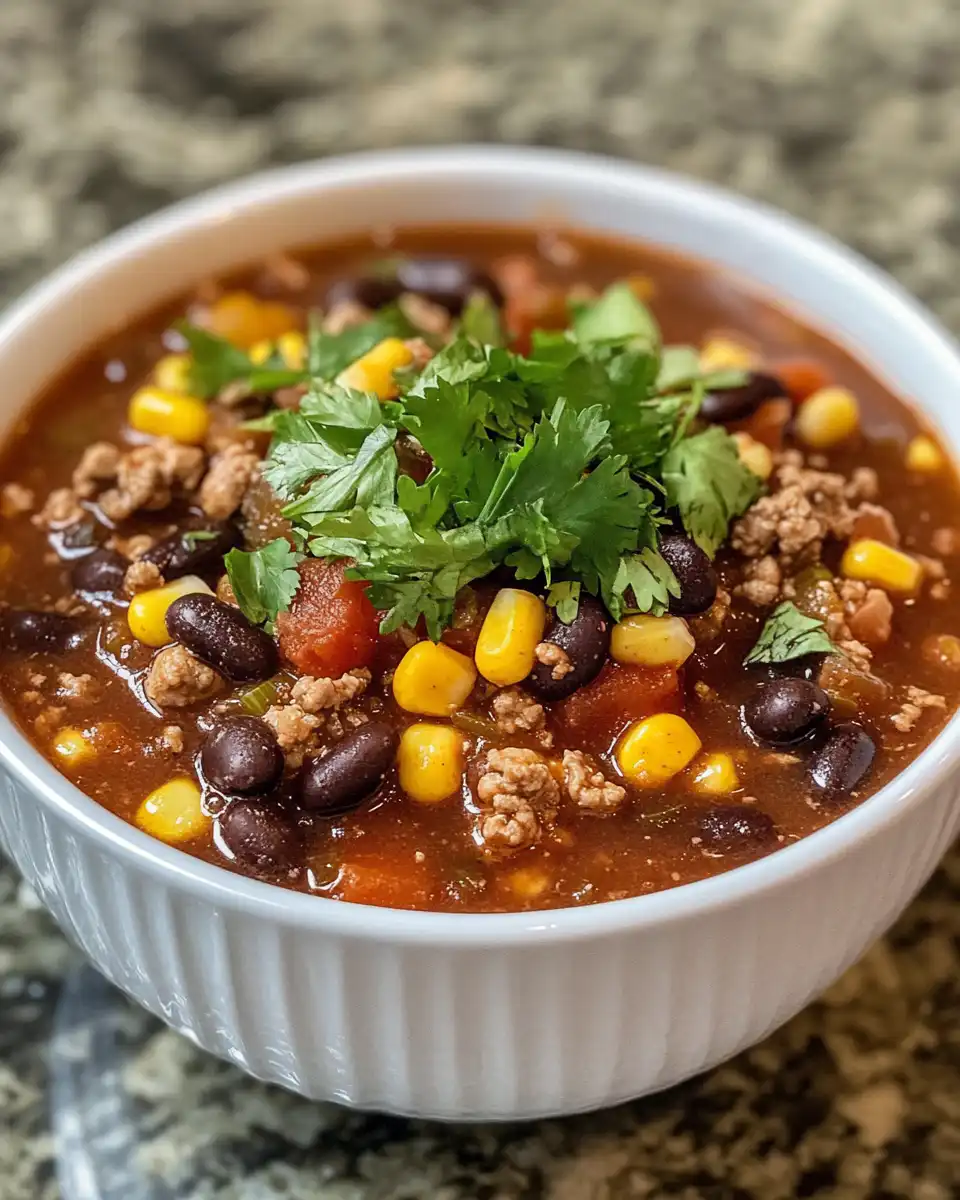 Bowls of fresh taco soup ingredients including beans, corn, and tomatoes