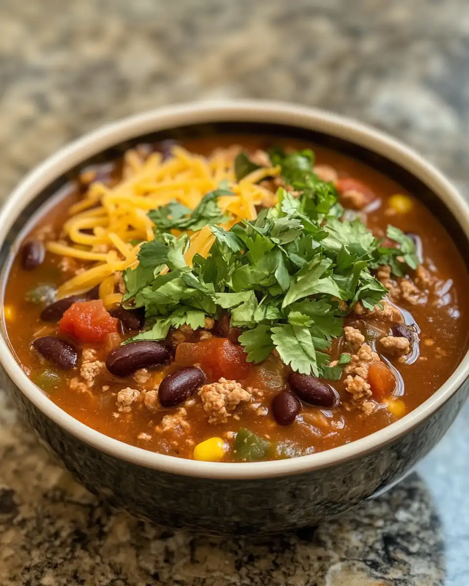 Steaming pressure cooker filled with hearty taco soup cooking inside