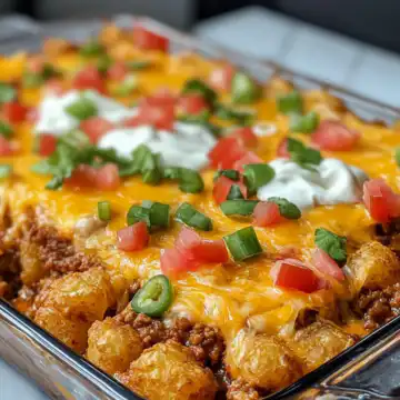 Tater Tot Taco Casserole taken with iphone 15 pro max --iw 2 --ar 4:5 --v 6.1 --raw