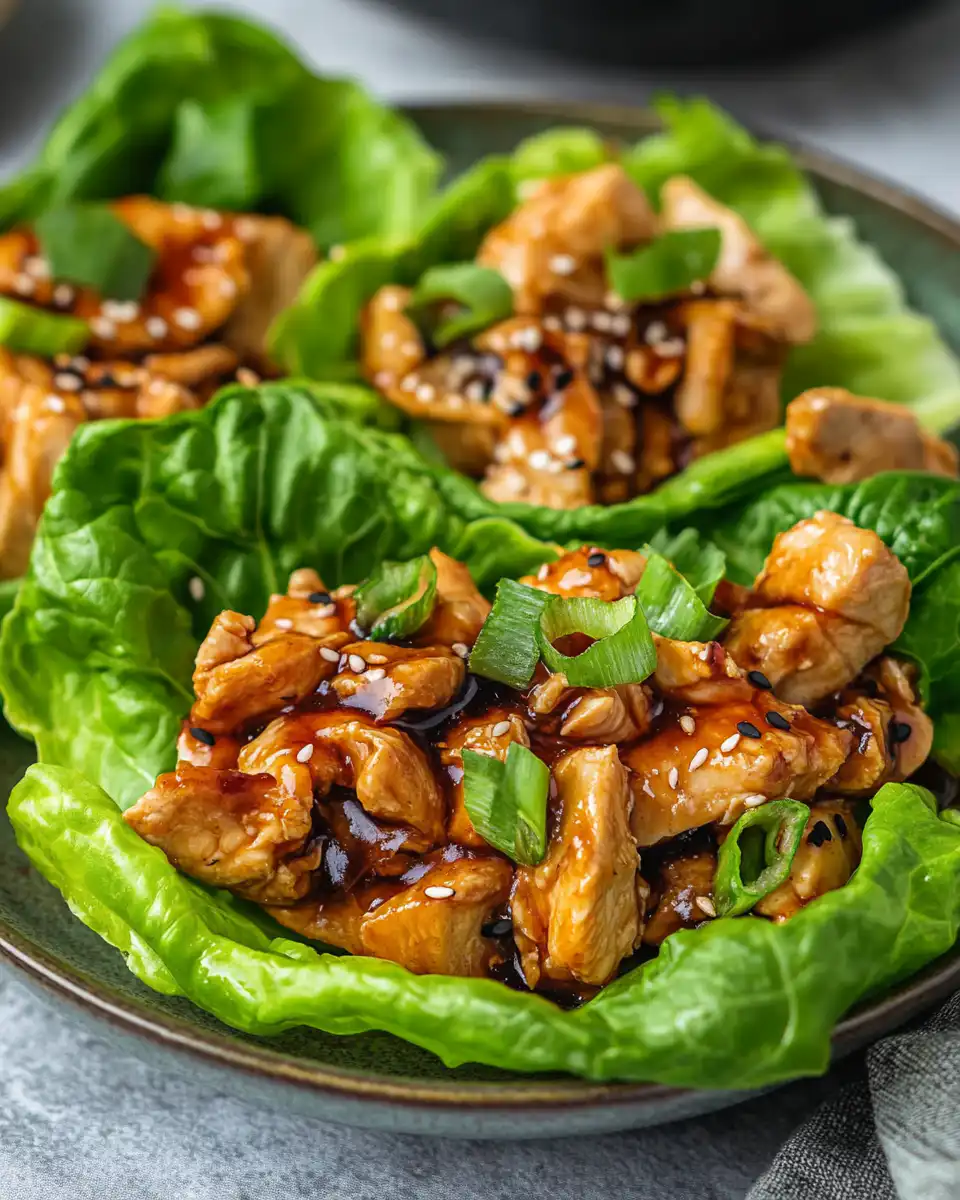 Teriyaki chicken lettuce wraps fresh and ready to serve