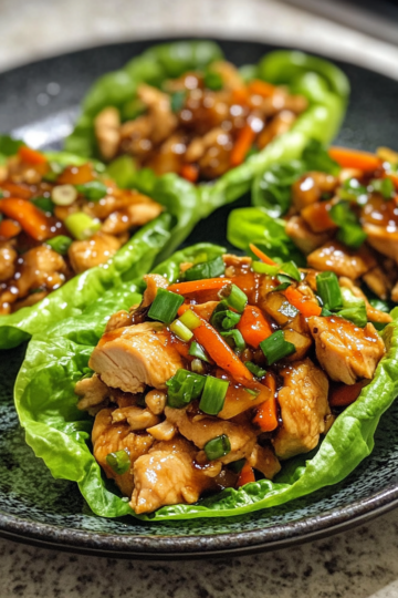 Teriyaki Chicken Lettuce Wraps taken with iphone 15 pro max --iw 2 --ar 4:5 --v 6.1 --raw