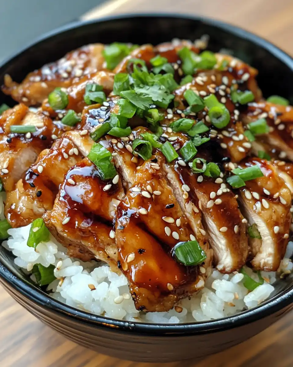 Ingredients for teriyaki chicken rice bowl including soy sauce, brown sugar and garlic