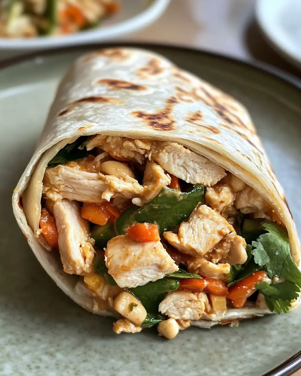Rolled Thai Peanut Wraps ready to serve