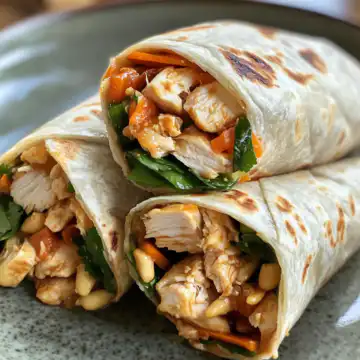 thai peanut chicken wraps taken with iphone 15 pro max --iw 2 --ar 4:5 --v 6.1 --raw