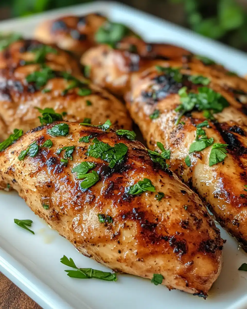 Cooked apple cider vinegar chicken served on plate, juicy and tender