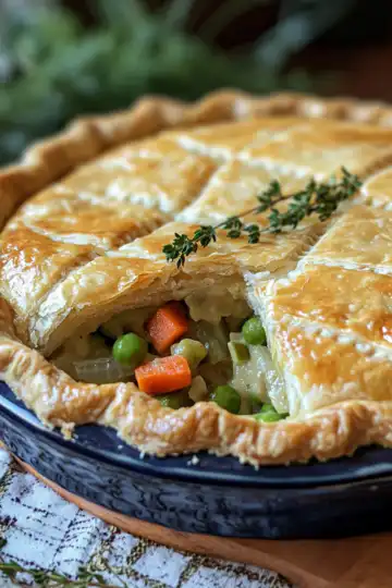 The Best Vegan Pot Pie taken with iphone 15 pro max --iw 2 --ar 4:5 --v 6.1 --raw