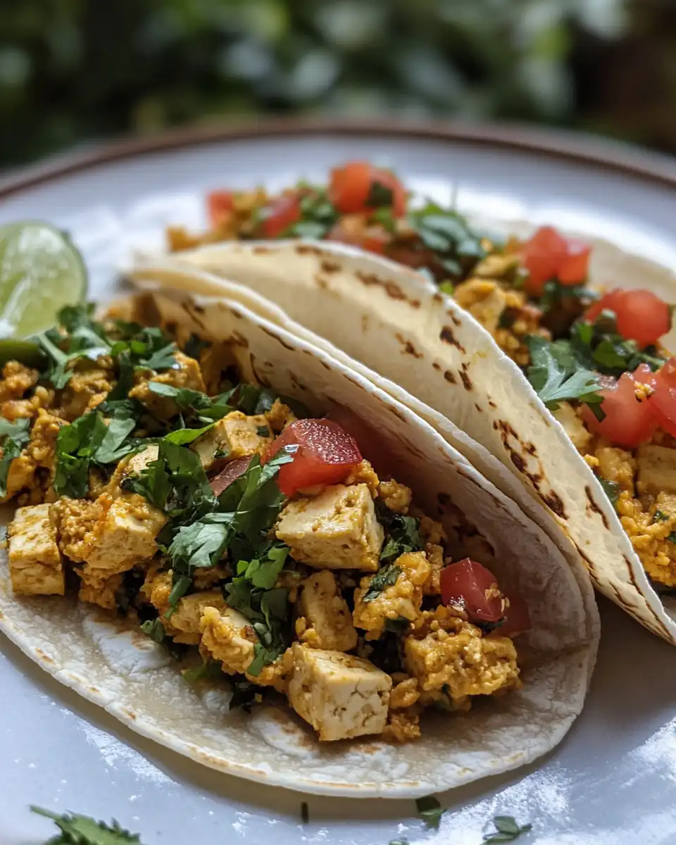 Fresh spices and chopped vegetables for tofu scramble tacos