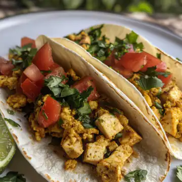 Tofu Scramble Breakfast Tacos taken with iphone 15 pro max --iw 2 --ar 4:5 --v 6.1 --raw