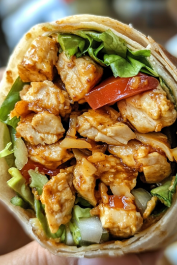 Ultimate Thai Peanut Chicken Wraps taken with iphone 15 pro max --iw 2 --ar 4:5 --v 6.1 --raw