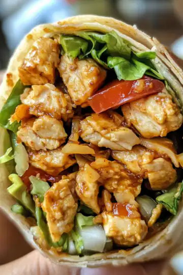 Ultimate Thai Peanut Chicken Wraps taken with iphone 15 pro max --iw 2 --ar 4:5 --v 6.1 --raw