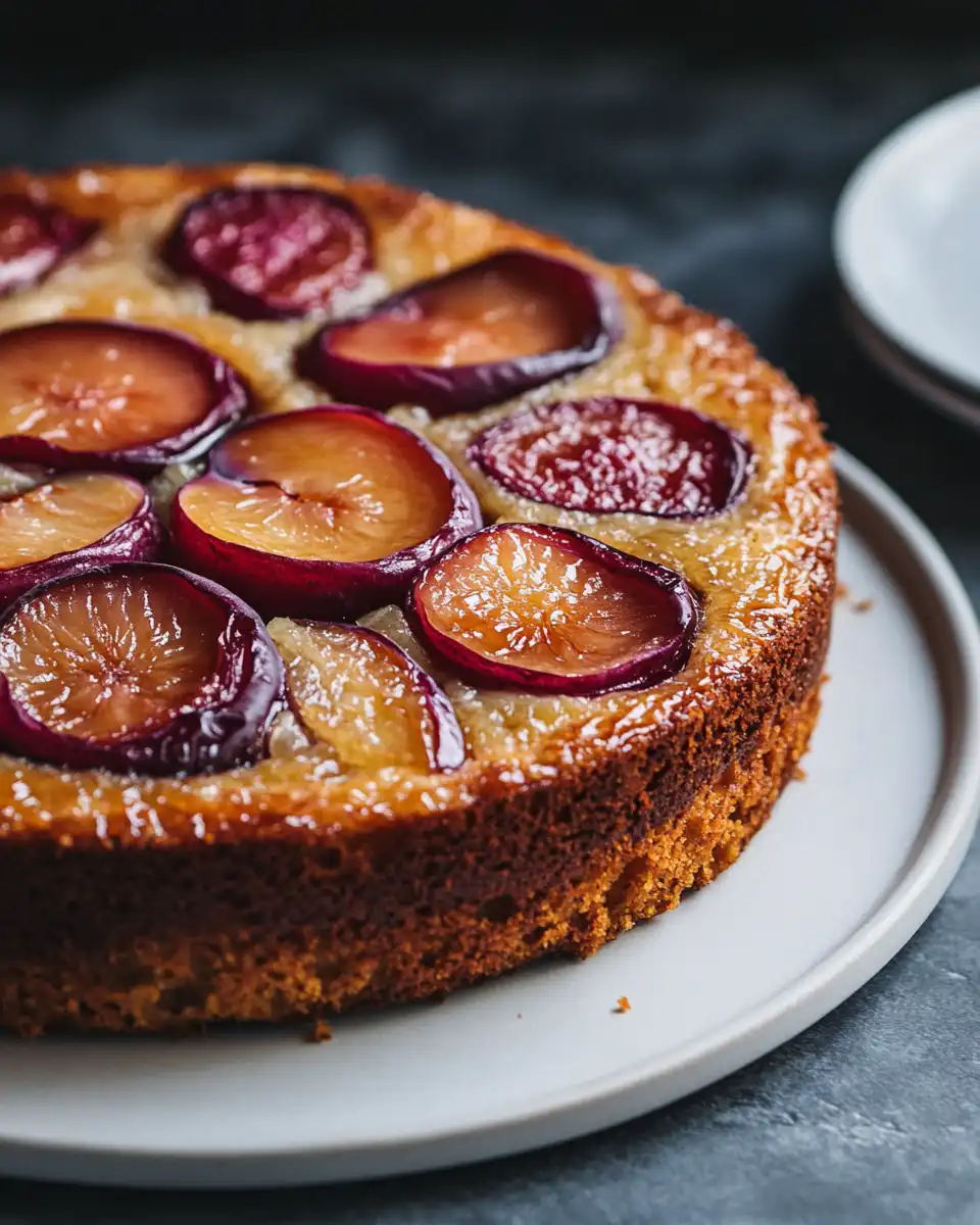 Ingredients for pressure cooker plum almond cake including oat flour, nuts, bananas, plum slices