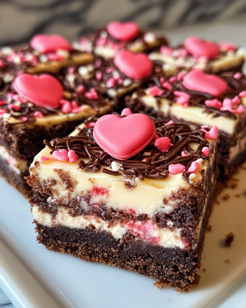 Ingredients for Valentine's cheesecake brownies including cream cheese and cocoa powder