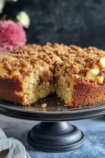 Vegan Apple Cake taken with iphone 15 pro max --iw 2 --ar 4:5 --v 6.1 --raw