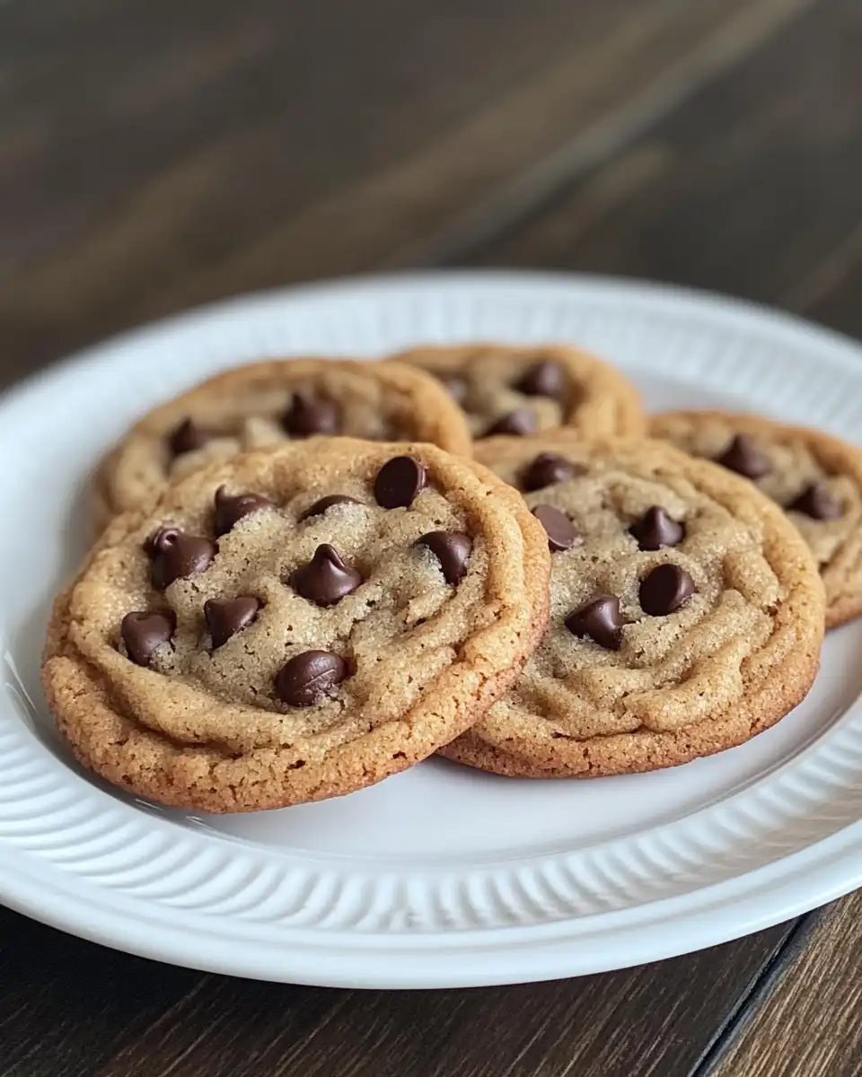 Freshly baked vegan brown butter chocolate chip cookies cooling on a rack