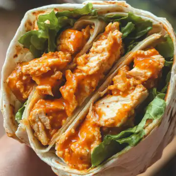 Vegan Buffalo Chicken Wraps taken with iphone 15 pro max --iw 2 --ar 4:5 --v 6.1 --raw