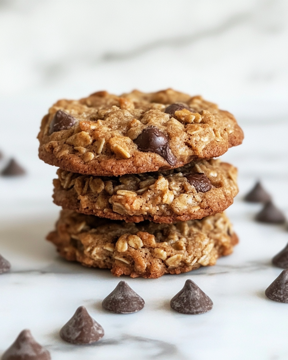 Ingredients for vegan oatmeal cookies including vegan butter, sugars, oats, and flour
