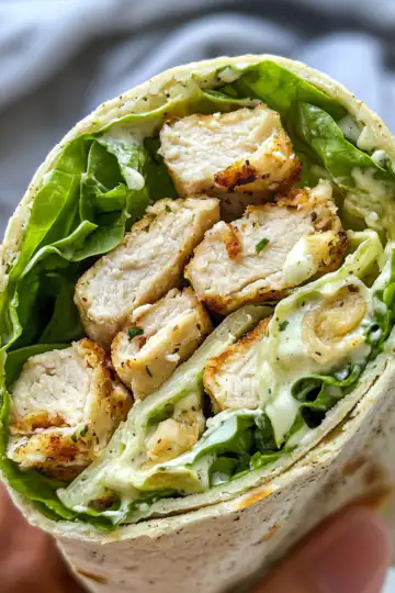 Vegan Chicken Caesar Wraps taken with iphone 15 pro max --iw 2 --ar 4:5 --v 6.1 --raw
