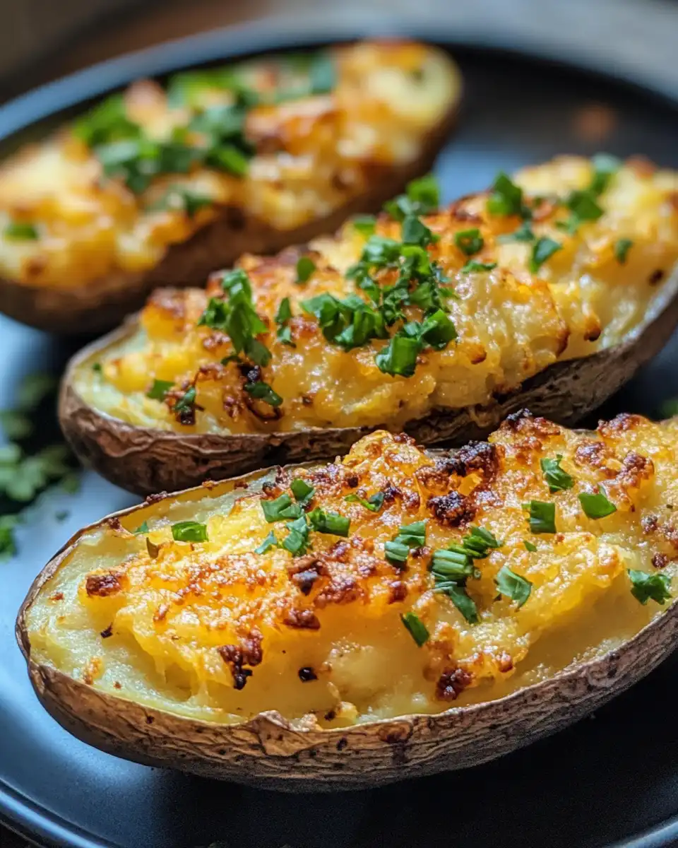 Ingredients and preparation steps for vegan double baked potatoes