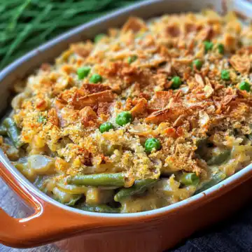 Vegan Green Bean Casserole taken with iphone 15 pro max --iw 2 --ar 4:5 --v 6.1 --raw