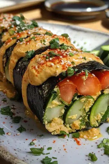 Vegan Hummus And Veggie Roll taken with iphone 15 pro max --iw 2 --ar 4:5 --v 6.1 --raw