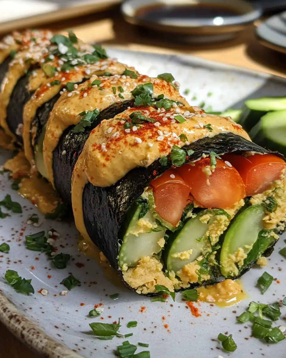 Fresh vegan hummus and veggie roll pinwheels arranged on a plate