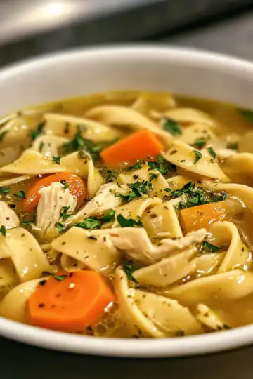 Vegan Marry Me Chicken Noodle Soup taken with iphone 15 pro max --iw 2 --ar 4:5 --v 6.1 --raw