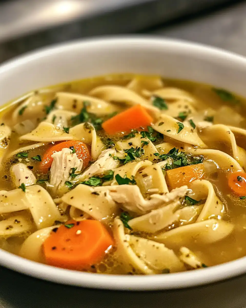 Cozy bowl of pressure cooker soup with rich broth and vegetables