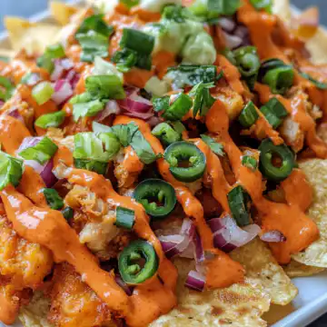 Vegan Nashville Hot Chicken Nachos taken with iphone 15 pro max --iw 2 --ar 4:5 --v 6.1 --raw