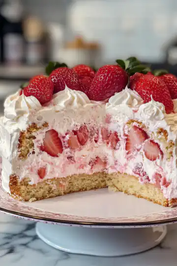 Vegan Strawberry Cake taken with iphone 15 pro max --iw 2 --ar 4:5 --v 6.1 --raw