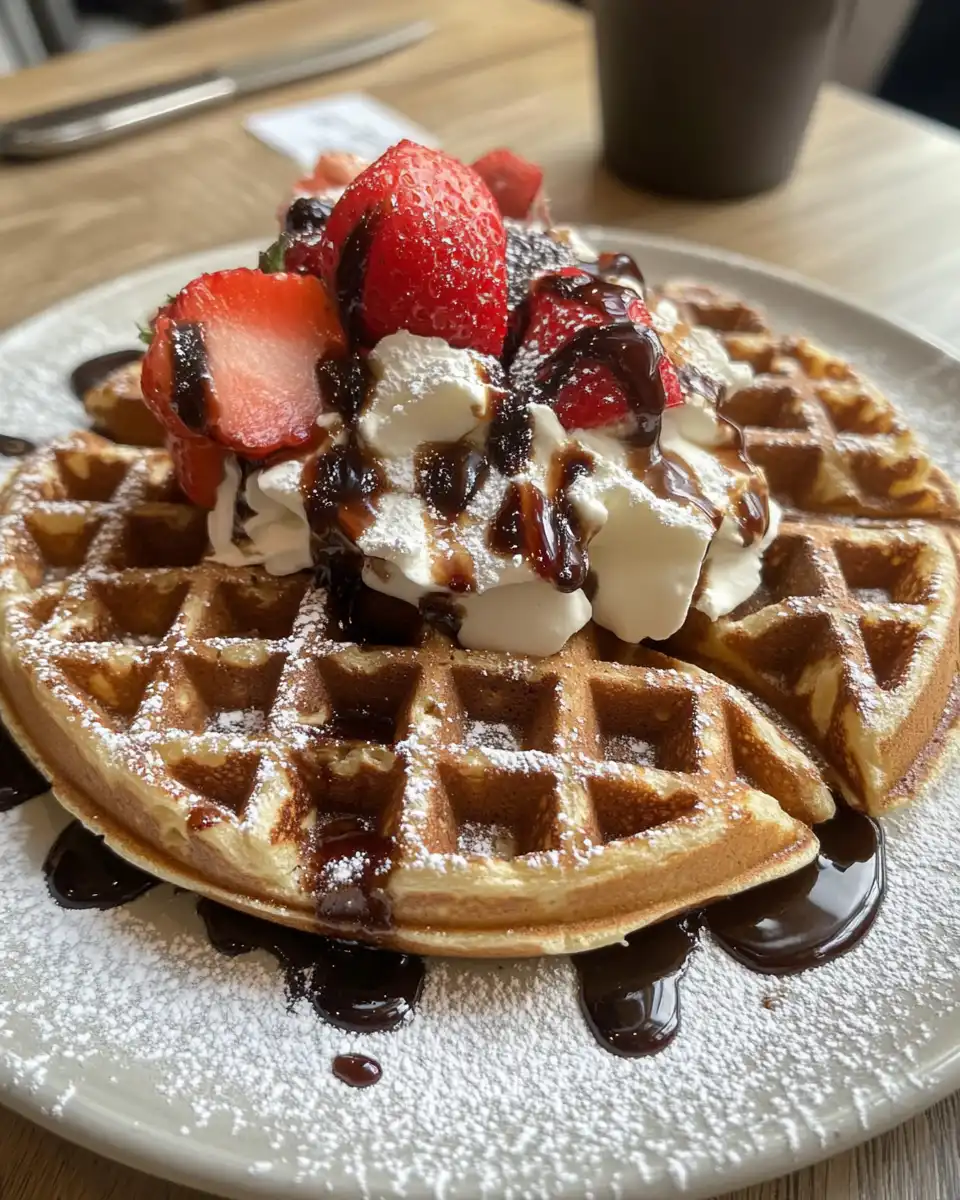 Ingredients for vegan waffles laid out including flour, soy milk, and flaxseeds