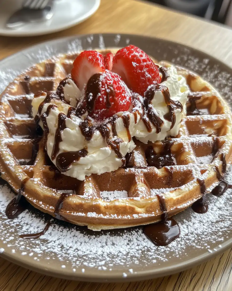 Finished vegan waffles plated and ready to serve