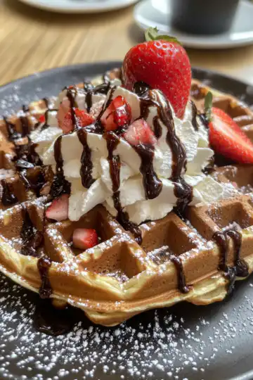 Vegan Waffle taken with iphone 15 pro max --iw 2 --ar 4:5 --v 6.1 --raw