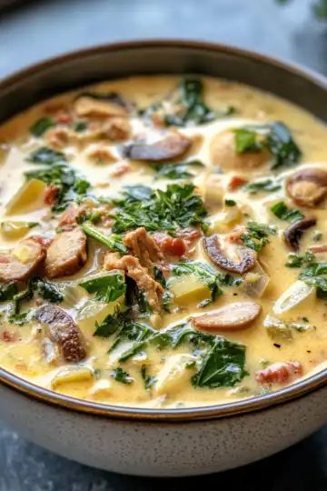 Vegan Zuppa Toscana Soup taken with iphone 15 pro max --iw 2 --ar 4:5 --v 6.1 --raw