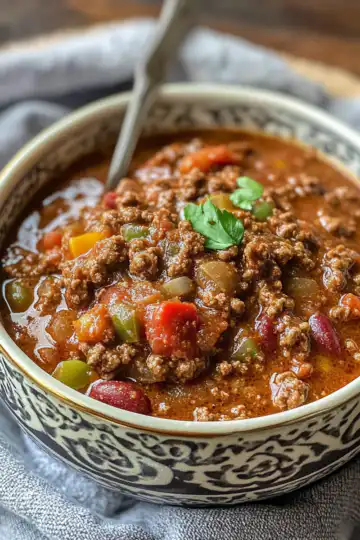 venison chili taken with iphone 15 pro max --iw 2 --ar 4:5 --v 6.1 --raw