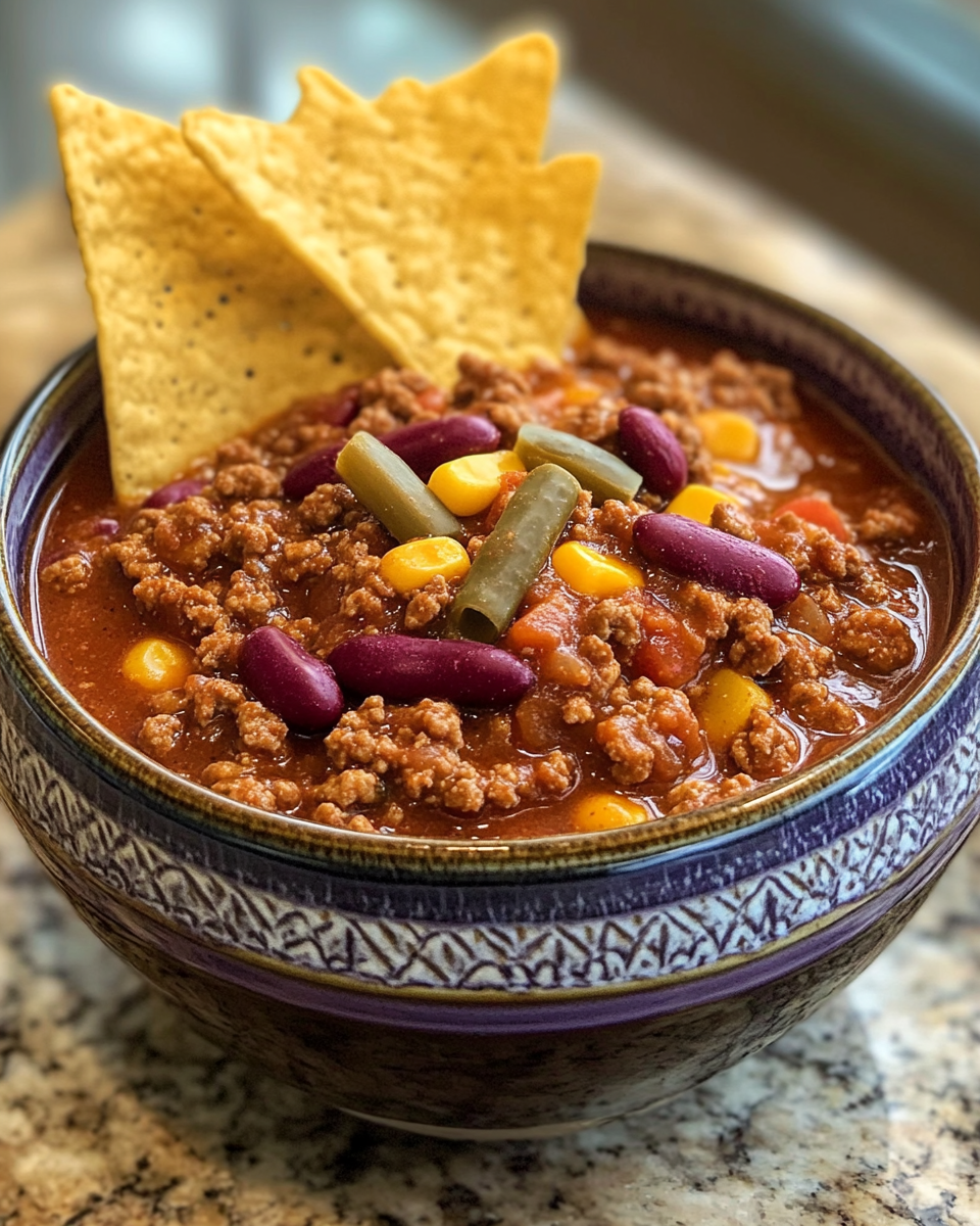 Ingredients for copycat Wendy’s chili including ground beef, beans, tomatoes, and spices