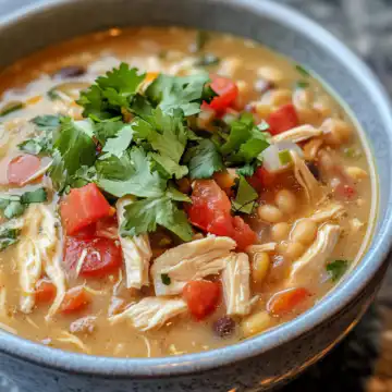 White Chicken Chili / Chicken Taco Soup taken with iphone 15 pro max --iw 2 --ar 4:5 --v 6.1 --raw