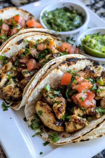 X Chicken Tacos & Charred Tortillas Chicken Marinade taken with iphone 15 pro max --iw 2 --ar 4:5 --v 6.1 --raw