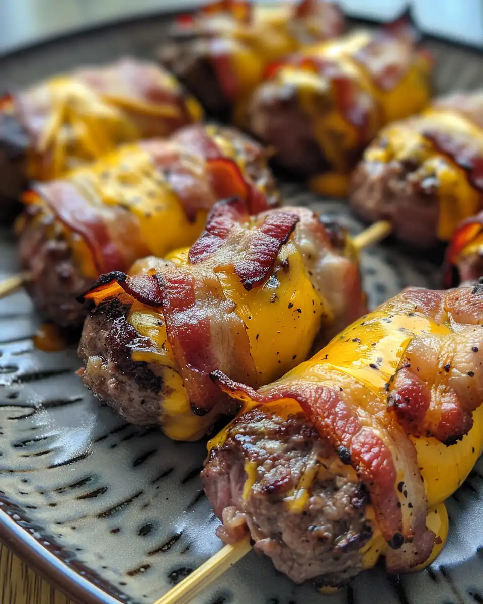 Ingredients for bacon wrapped cheeseburger meatballs