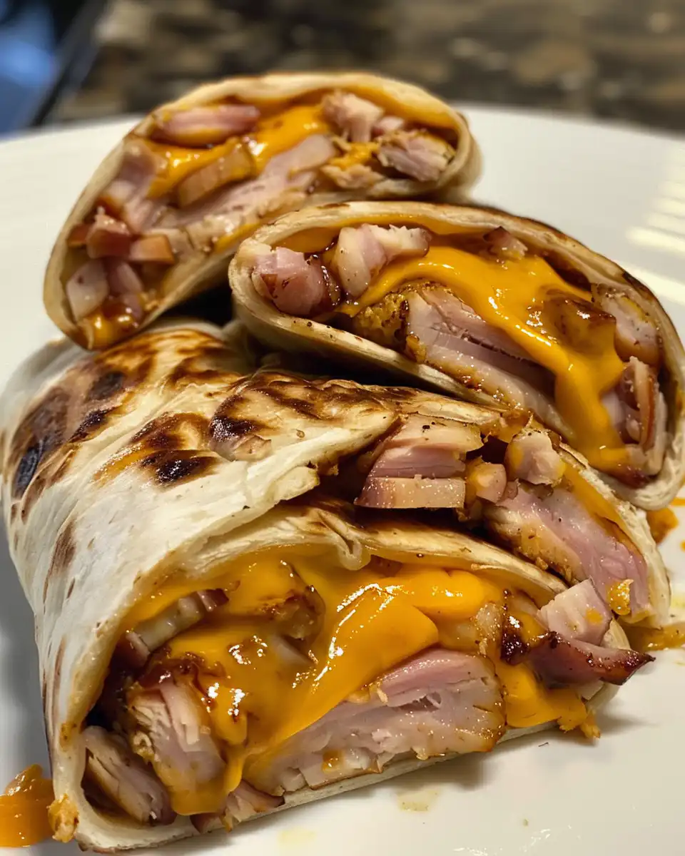 Ingredients laid out for air fryer ham and cheese sandwich including swiss cheese and ham