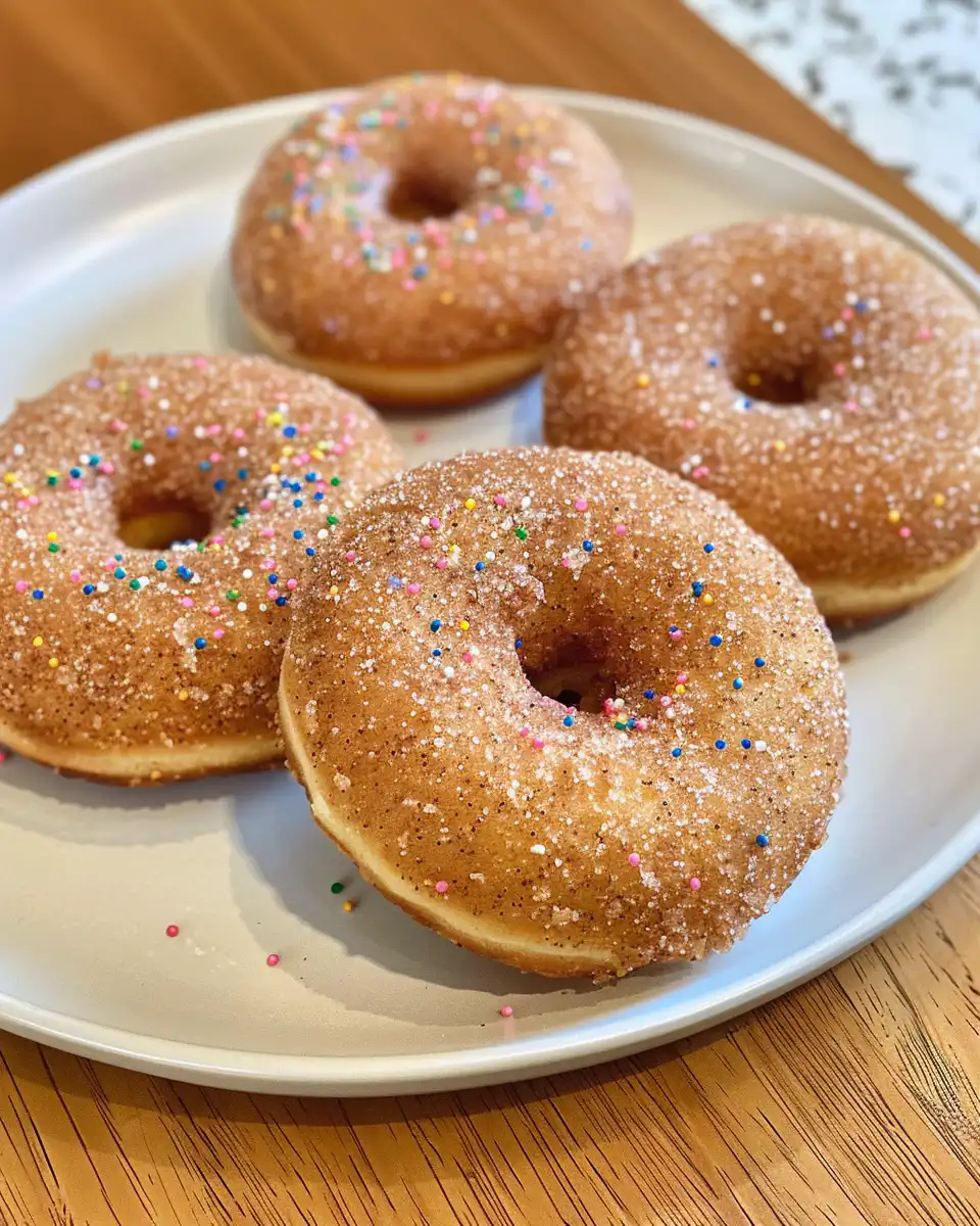 Perfect golden brown apple cinnamon doughnuts ready to eat