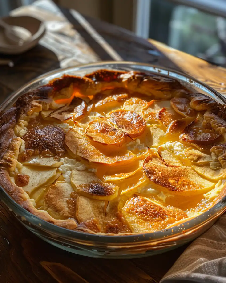 Ingredients mixed in a bowl for apple cinnamon cottage cheese bake