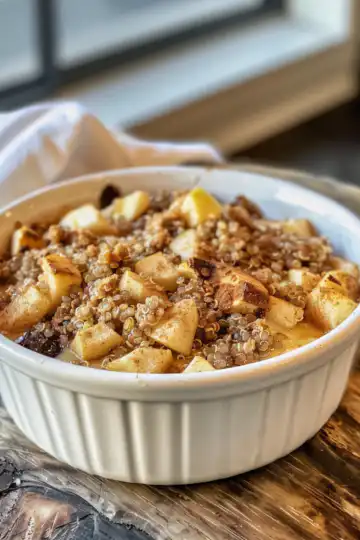 Apple Cinnamon Quinoa Breakfast Bake taken with iphone 15 pro max --iw 2 --ar 4:5 --v 6.0 --raw